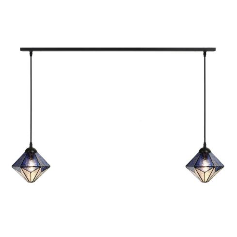2 x Tiffany Akira Blue aan plafondbalk