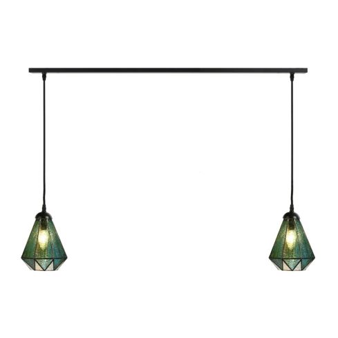 2 x Tiffany Arata Green aan plafondbalk