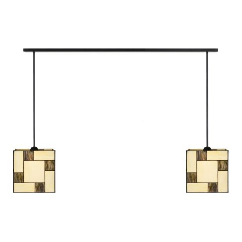 2 x Tiffany Mondriaan Kubus met Pendant aan plafondbalk