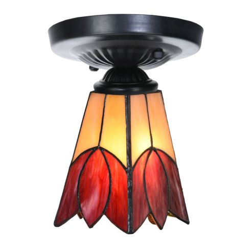 Tiffany plafonnière zwart met Fleur de Vanneau "Kievitsbloem"