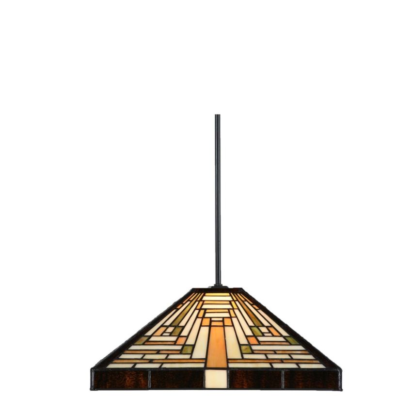 2 x Tiffany Rising Sun met Pendant aan plafondbalk