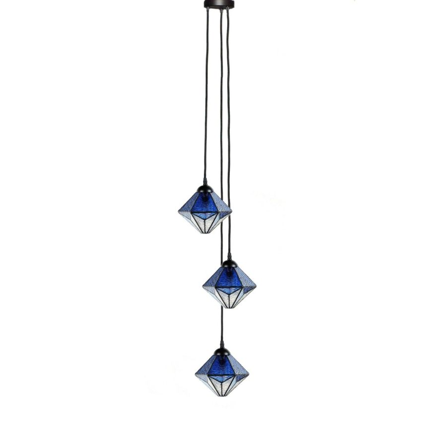 Tiffany Kroonluchter Akira Blue 3 lights