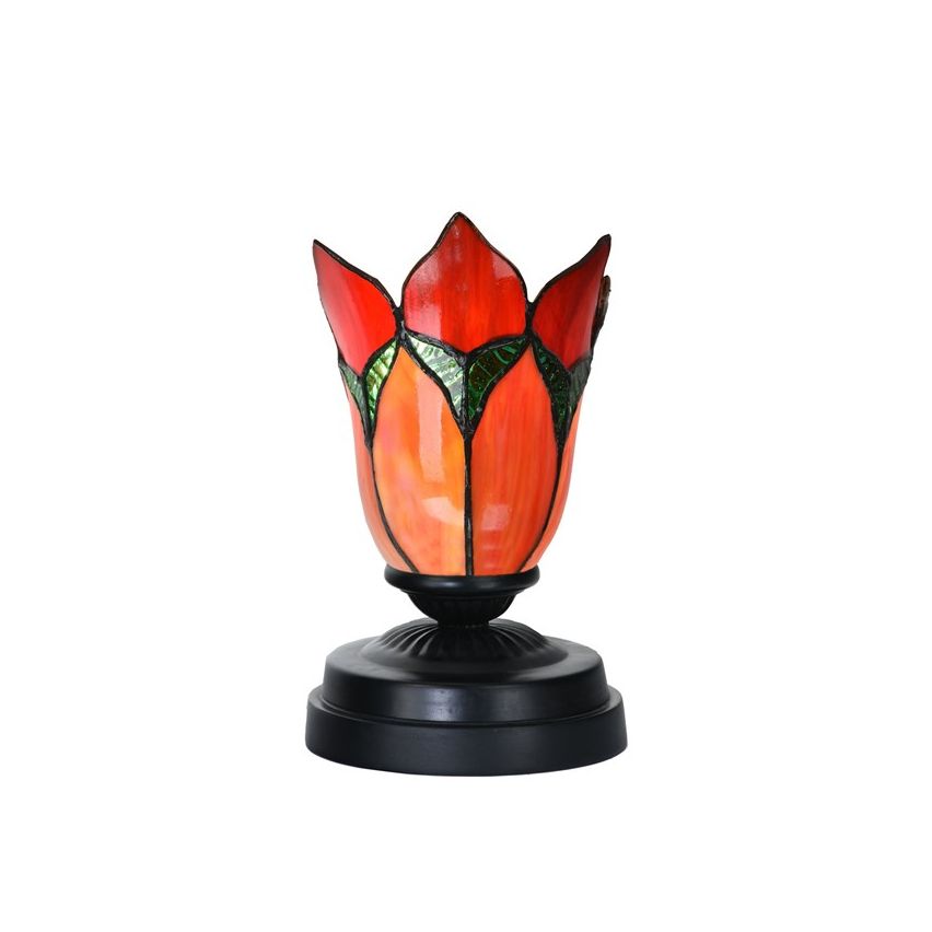 Tiffany lage tafellamp zwart met Lovely Flower Red