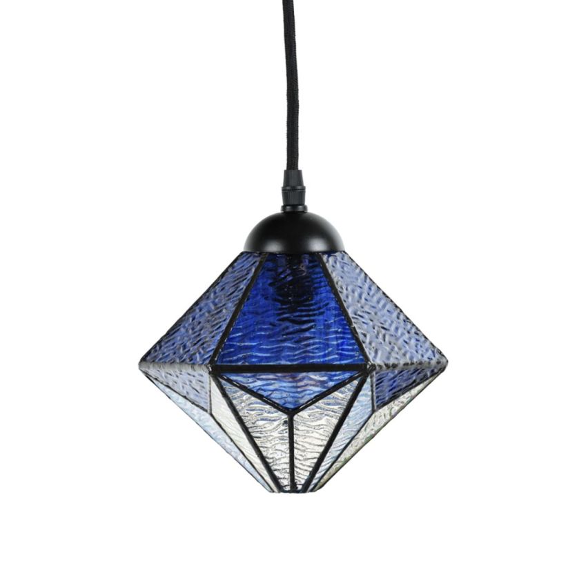 2 x Tiffany Akira Blue aan plafondbalk