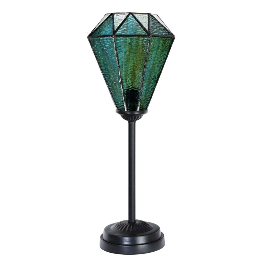  Tiffany slanke tafellamp zwart met Arata Green