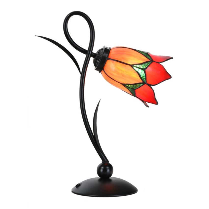 Tiffany Tafellamp Lovely Flower Red Romantic