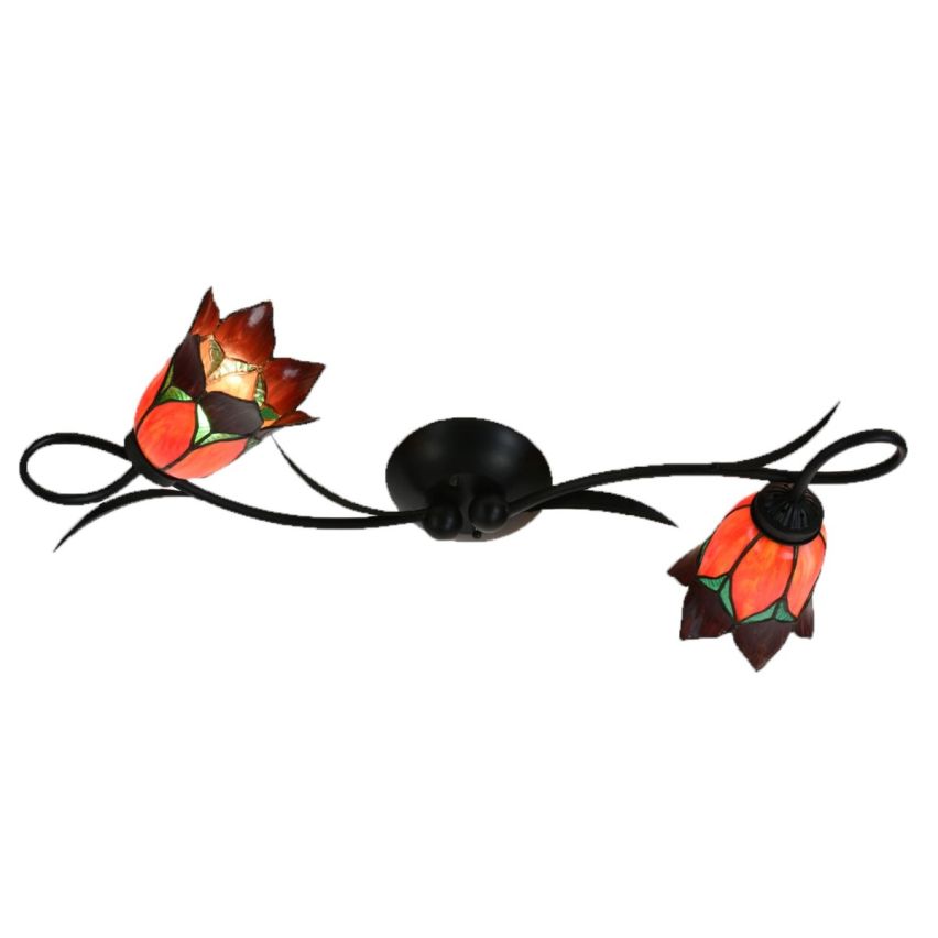 Tiffany Wandlamp/Plafonnière Lovely Flower Red 2 lights