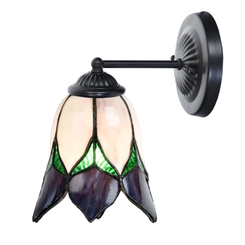  Tiffany wandlamp zwart met Lovely Flower Purple